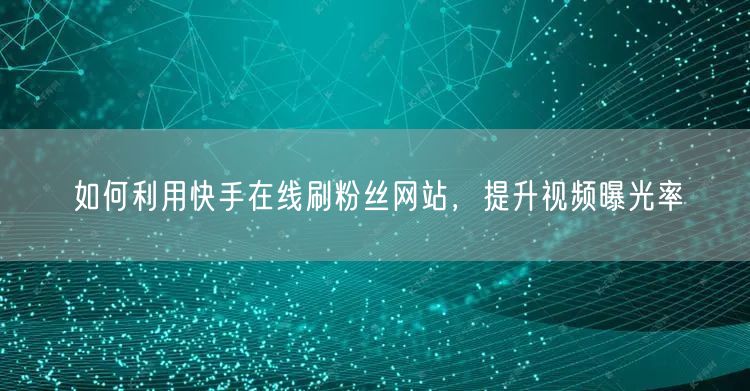 如何利用快手在线刷粉丝网站，提升视频曝光率