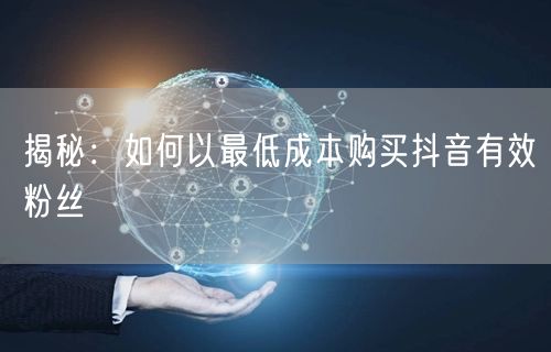 揭秘：如何以最低成本购买抖音有效粉丝